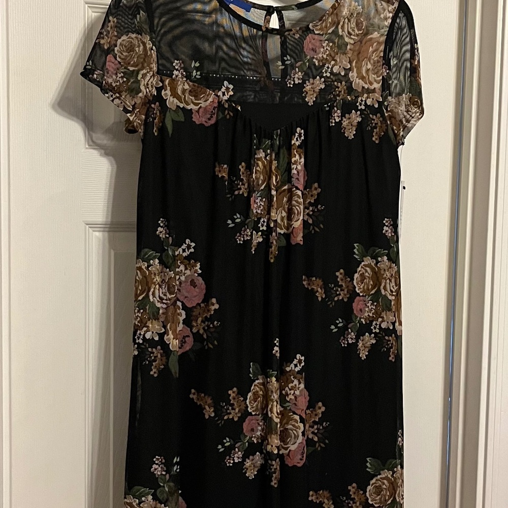 Black floral dress size S